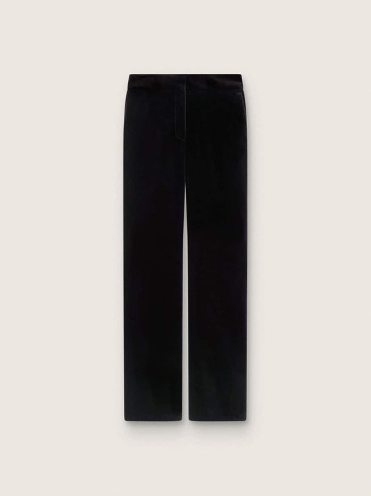 Women's slim-fit flared pants in black cotton velvet | Golden Goose