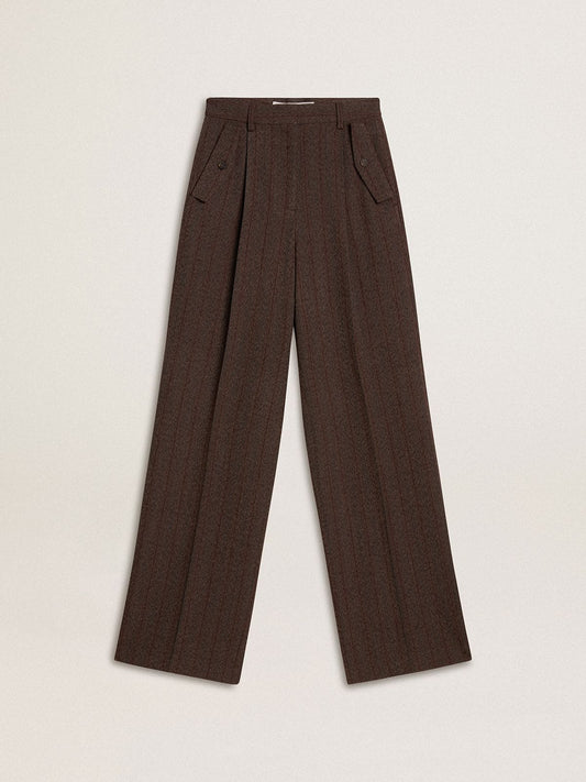 Women's brown virgin wool pants | Golden Goose