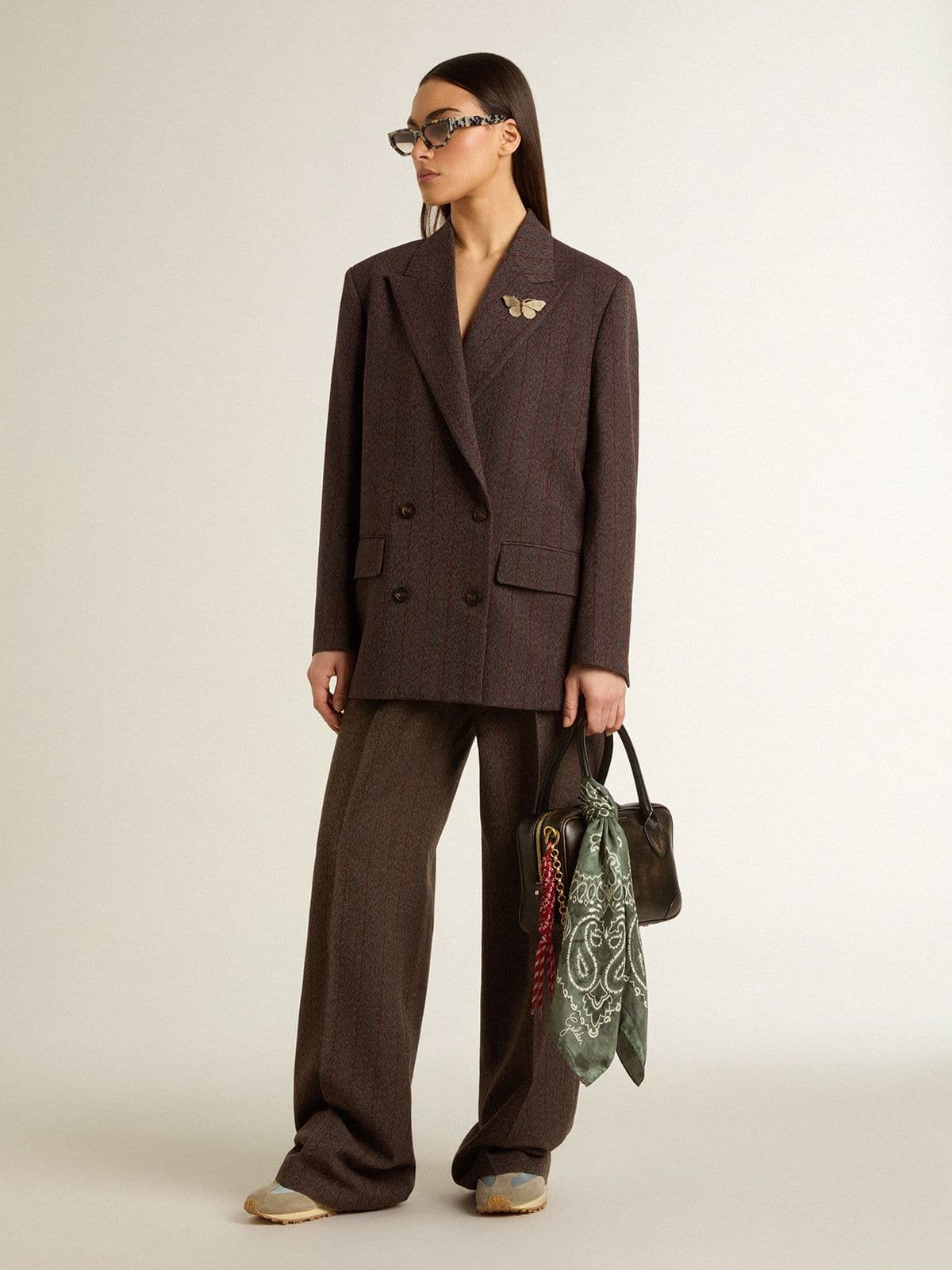 Women's brown virgin wool pants | Golden Goose