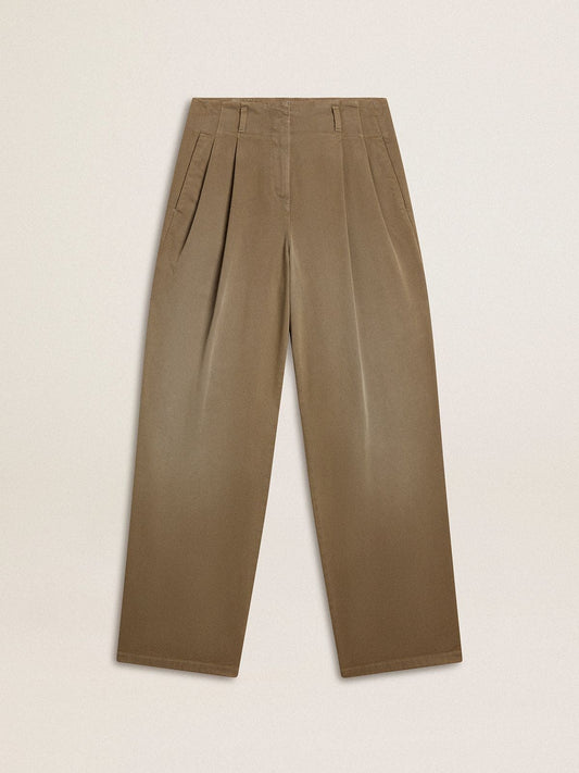 Women's khaki cotton pants | Golden Goose