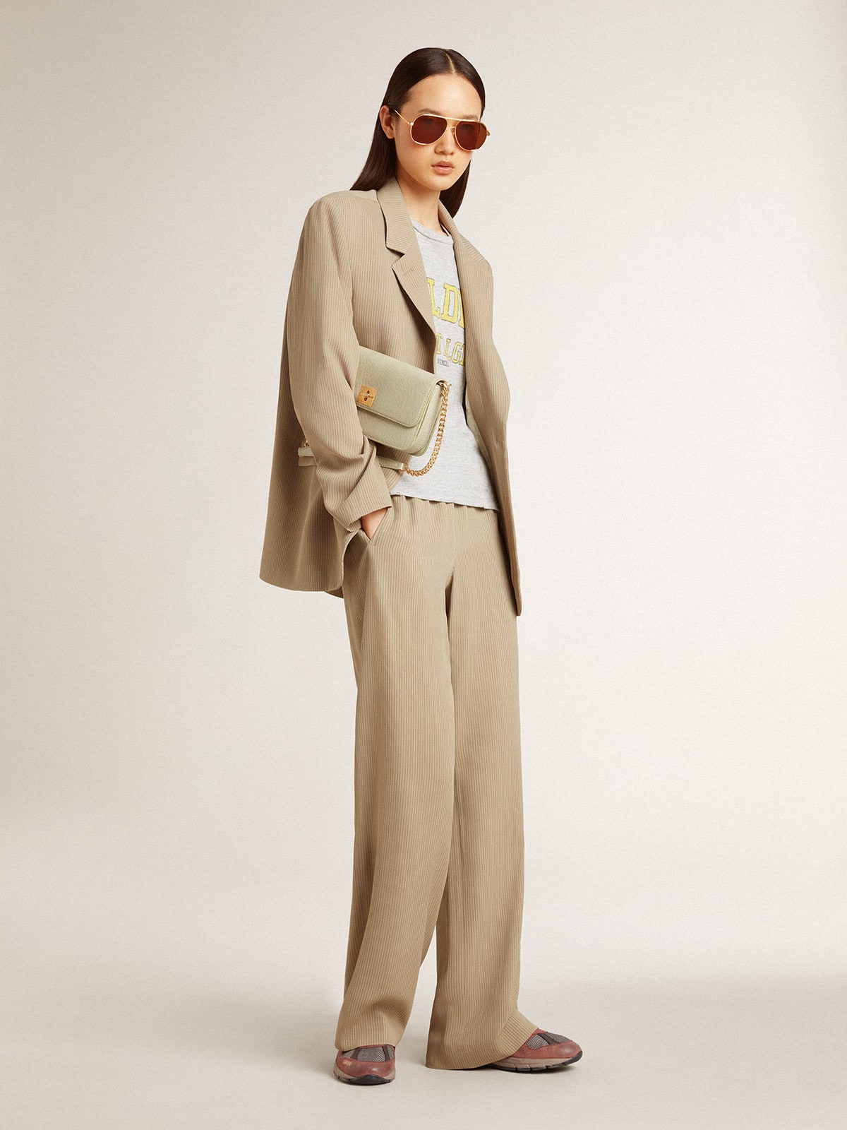 Women's travertine-colored joggers | Golden Goose