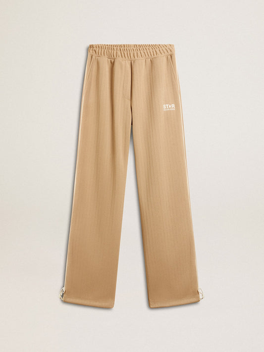 Women’s light beige joggers with white logo | Golden Goose