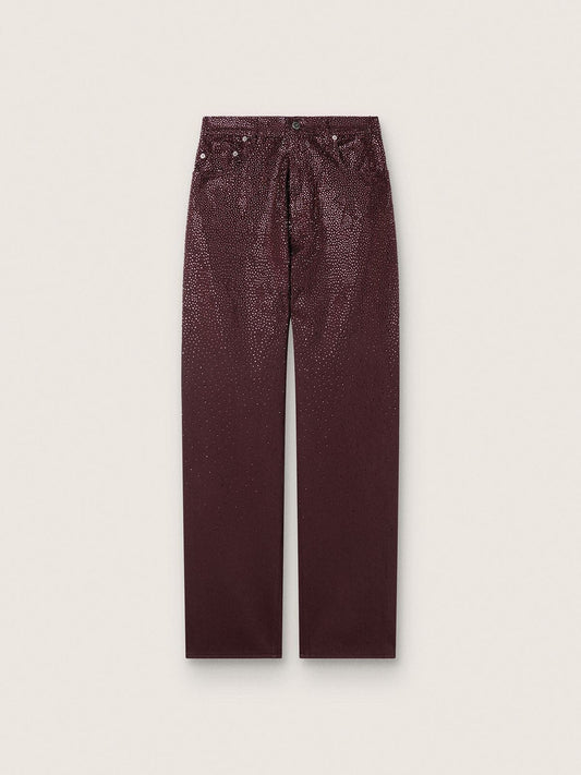 Women's jeans in burgundy denim with gradient crystals | Golden Goose
