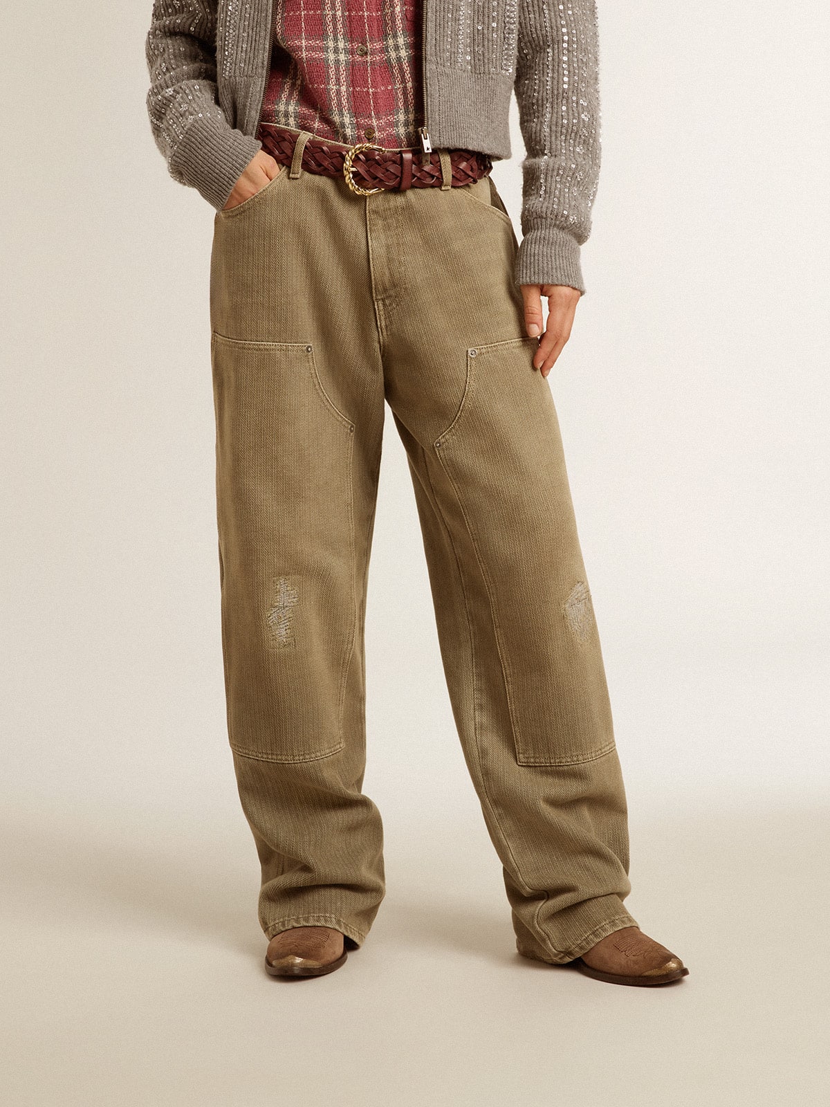 Women's distressed-effect cotton pants | Golden Goose