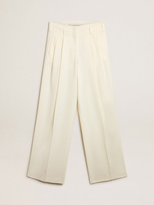 Women's joggers in aged white wool blend | Golden Goose