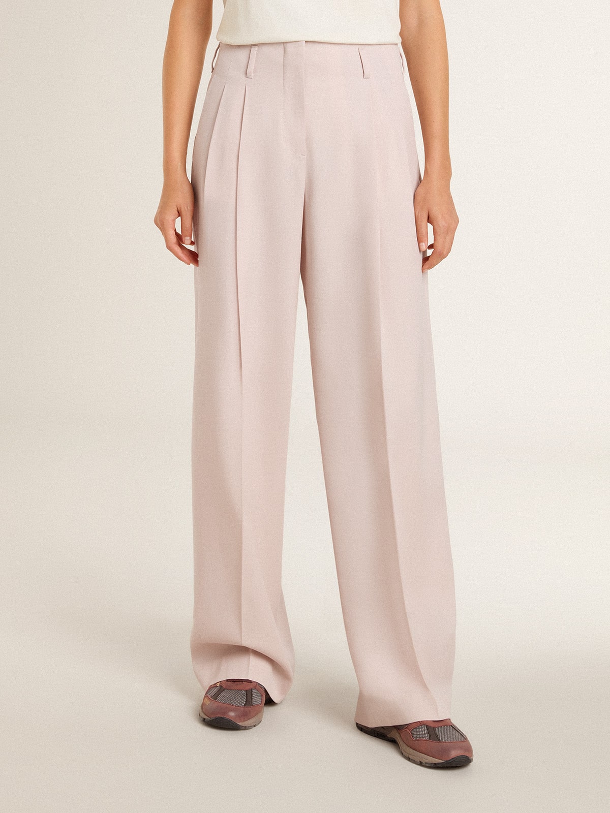 Women's pants in pink tailored wool fabric | Golden Goose
