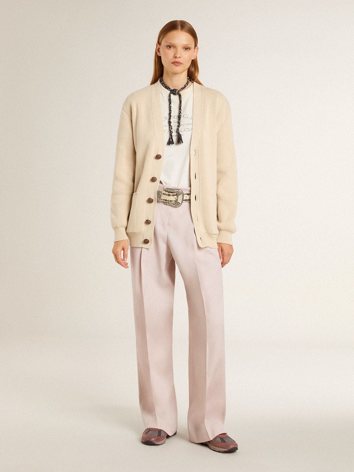 Women's pants in pink tailored wool fabric | Golden Goose