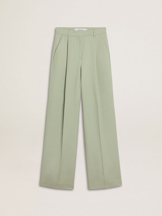 Women's pants in sage-green wool | Golden Goose