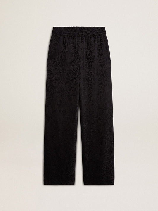 Women's black joggers with a tone-on-tone toile de jouy print | Golden Goose