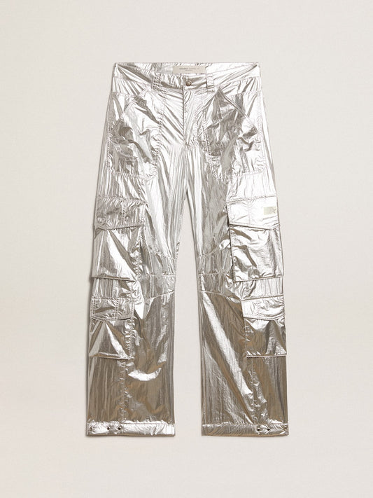 Women’s cargo pants in silver technical fabric | Golden Goose