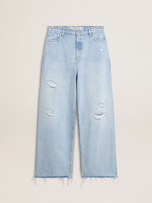 Women’s pants in lived-in effect denim | Golden Goose