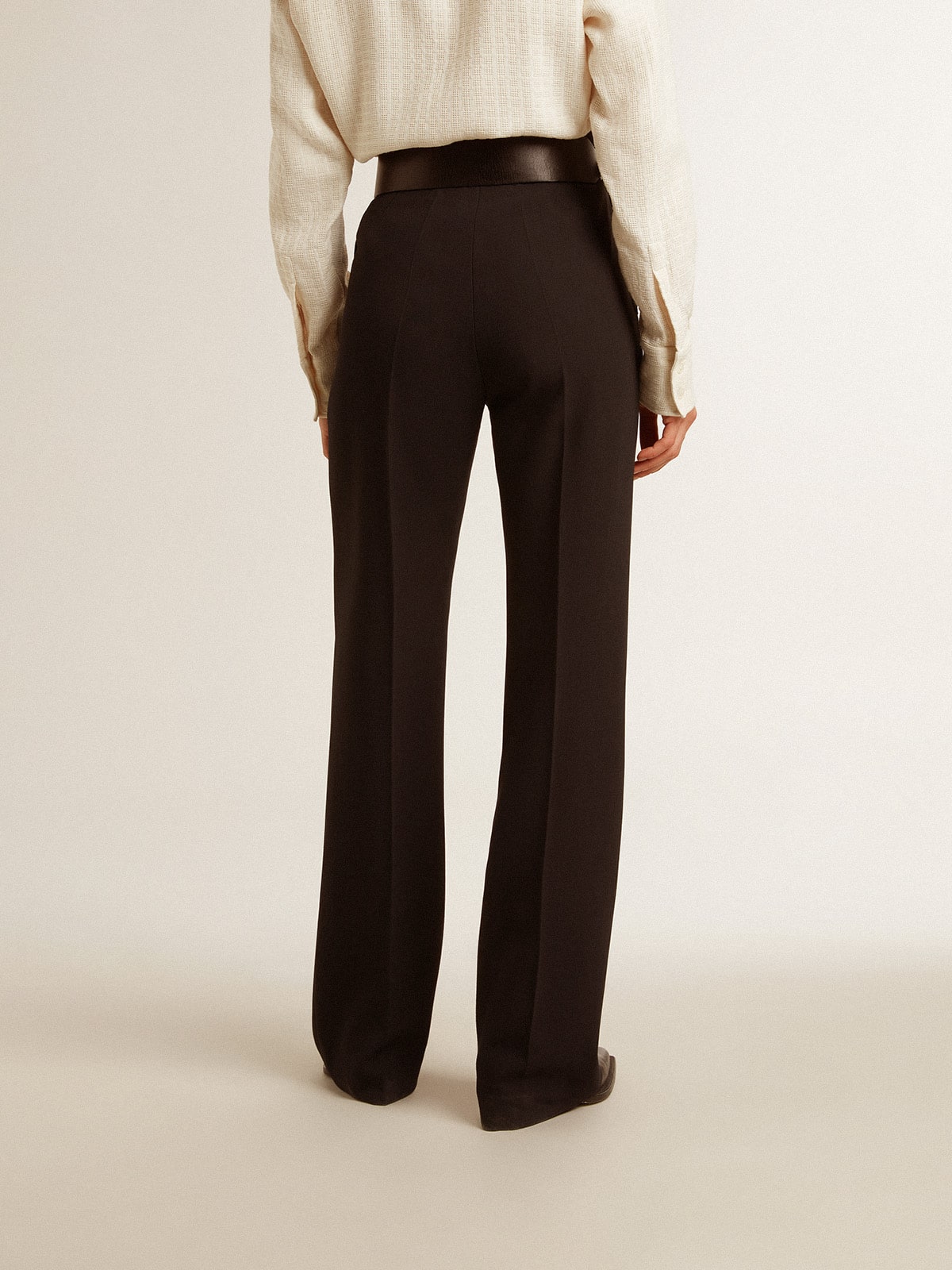 Women’s soft black pants in wool blend | Golden Goose