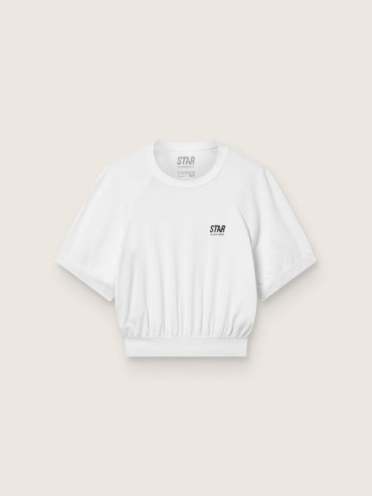 Women's white cropped sports T-shirt | Golden Goose
