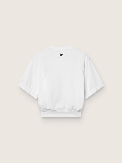 Women's white cropped sports T-shirt | Golden Goose