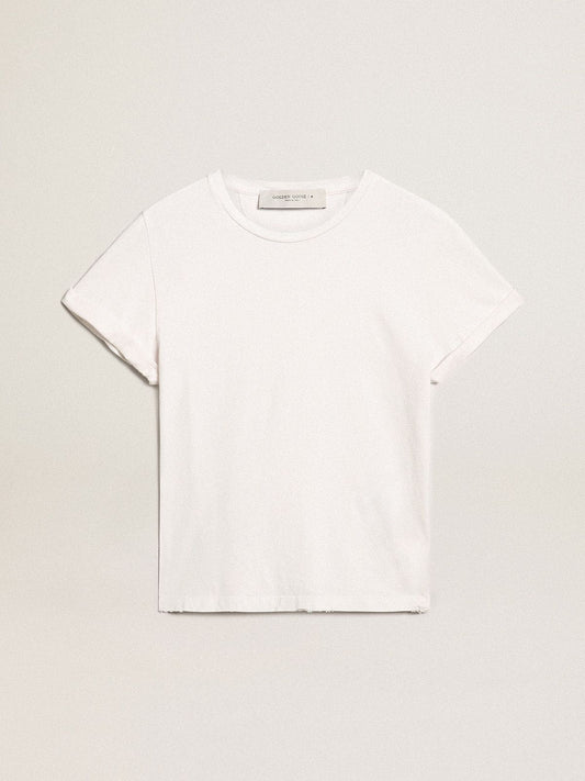 Distressed regular-fit women’s T-shirt in white | Golden Goose