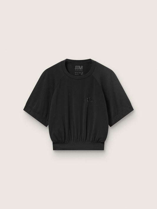 Women's black cropped sports T-shirt | Golden Goose