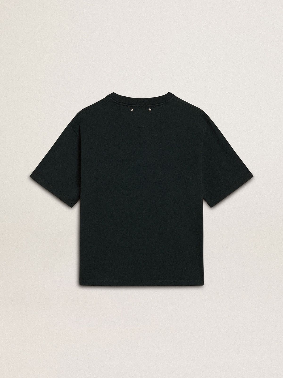 Women's black T-shirt with crystals | Golden Goose