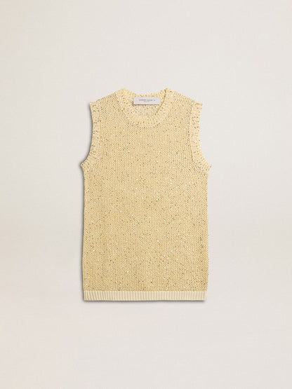 Mesh knit top with sequins and contrasting details | Golden Goose