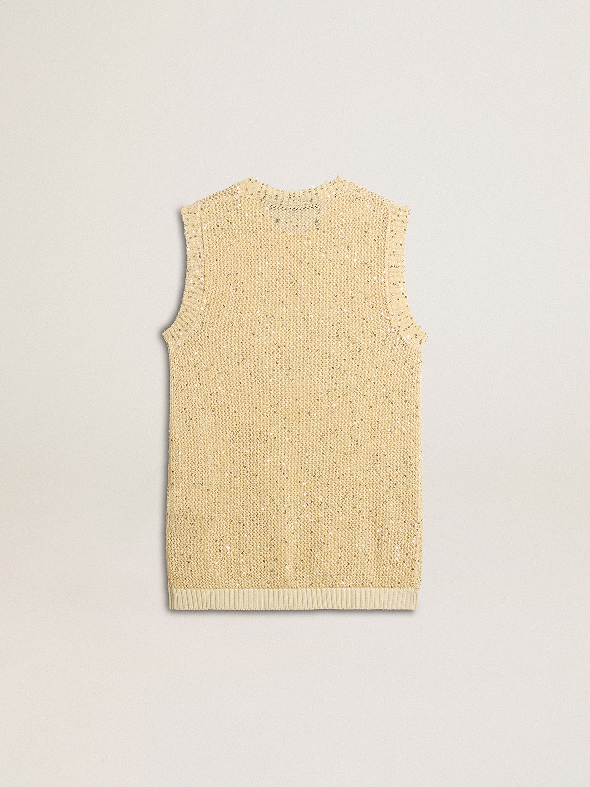Mesh knit top with sequins and contrasting details | Golden Goose