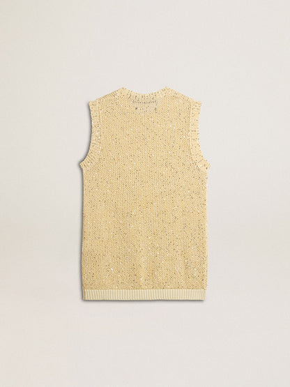 Mesh knit top with sequins and contrasting details | Golden Goose
