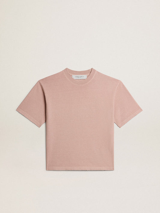 Powder-pink T-shirt with reverse logo on the back - Jersey Capsule | Golden Goose