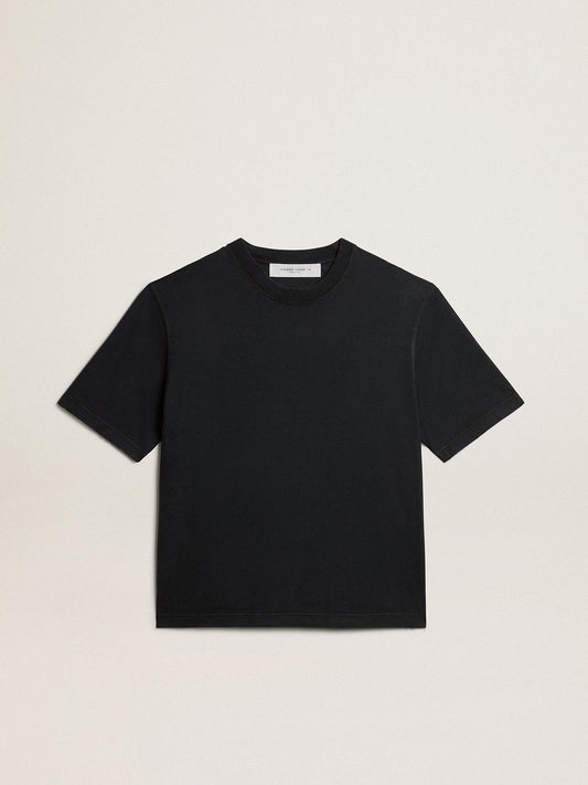 T-shirt in washed black with reverse logo on the back - Jersey Capsule | Golden Goose