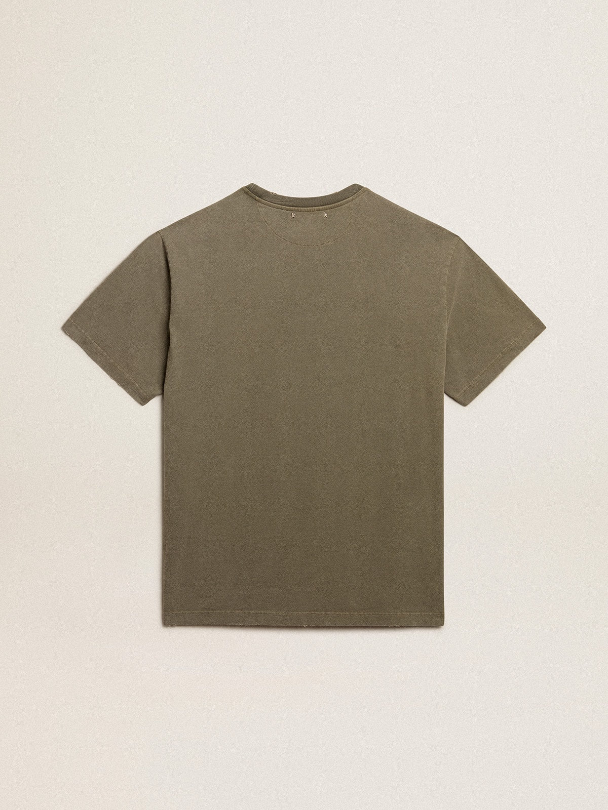 Women's olive green T-shirt with Golden lettering | Golden Goose