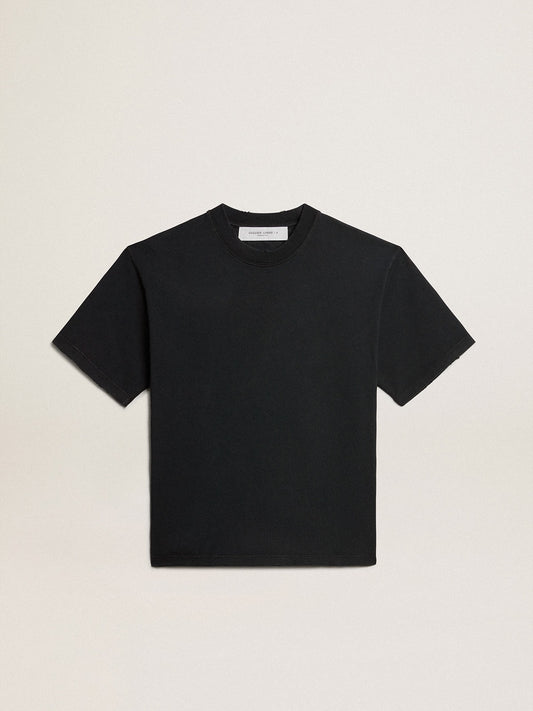 T-shirt in washed black with reverse logo on the back - Jersey Capsule | Golden Goose