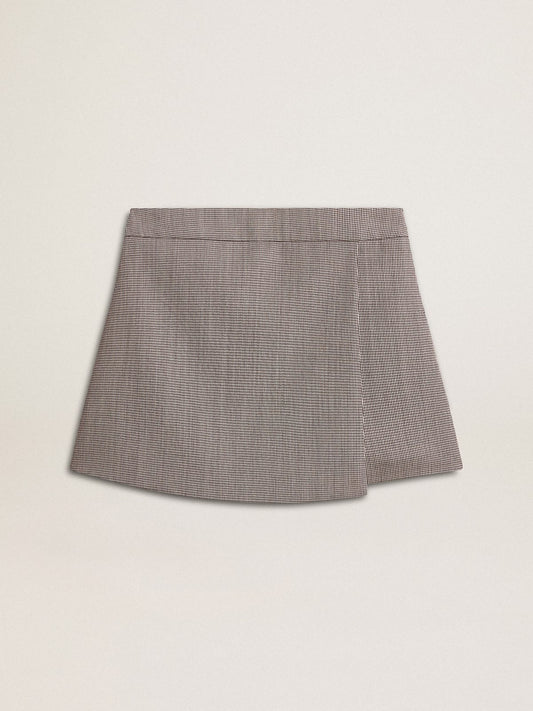 Women's gray mini shorts in houndstooth wool | Golden Goose