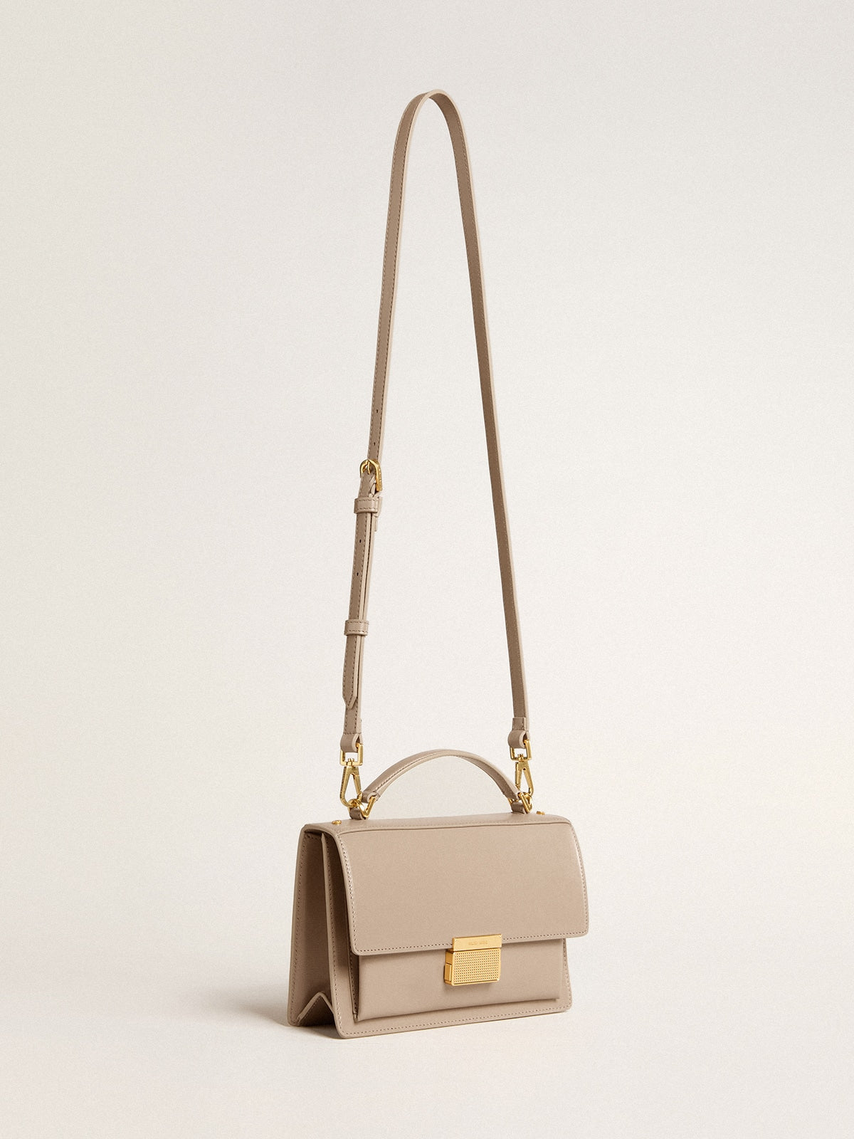 Venezia Bag in beige boarded leather with gold details | Golden Goose