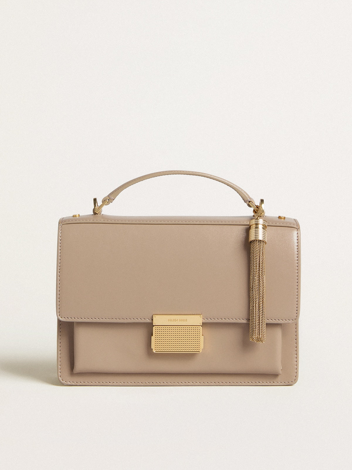 Venezia Bag in beige boarded leather with gold details | Golden Goose
