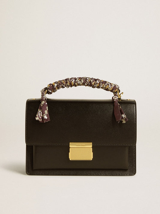 Venezia Bag in black boarded leather with multicolored scarf | Golden Goose