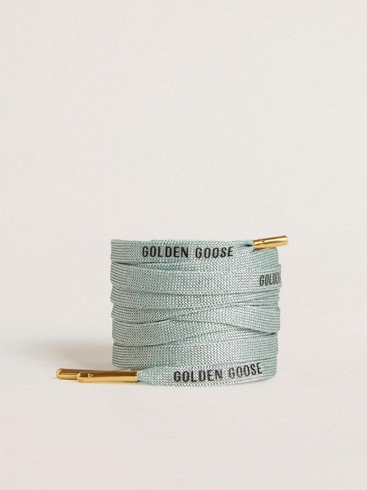 Gray Lurex laces with contrasting black logo | Golden Goose