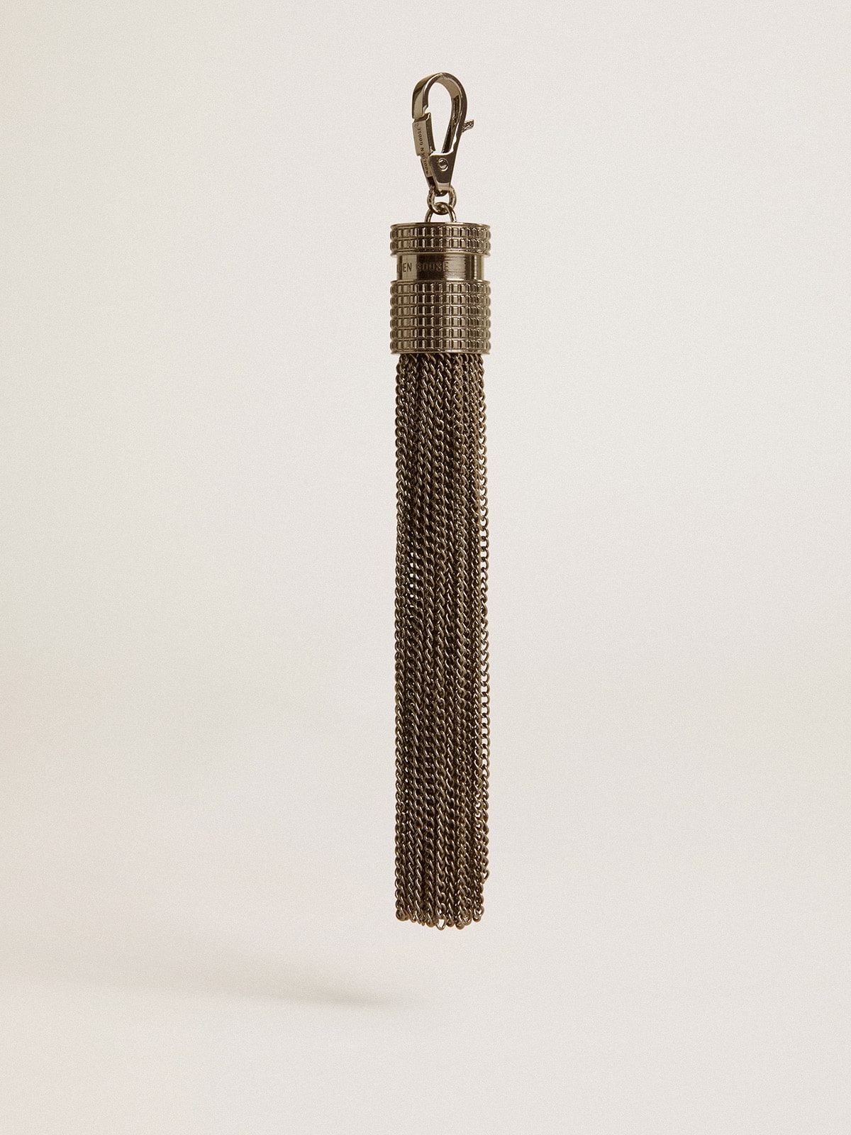 Tassel-shaped charm in silver-colored brass with crystals | Golden Goose
