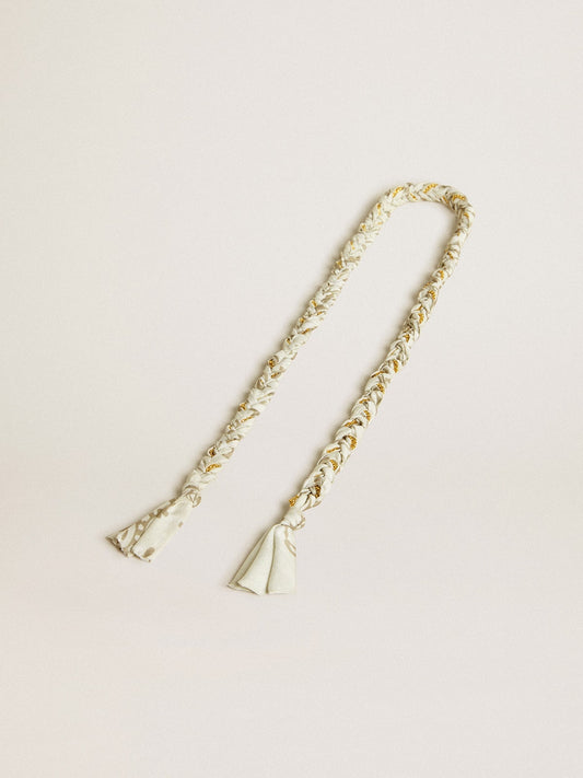 Butter-colored braided fabric charm with brass chain | Golden Goose