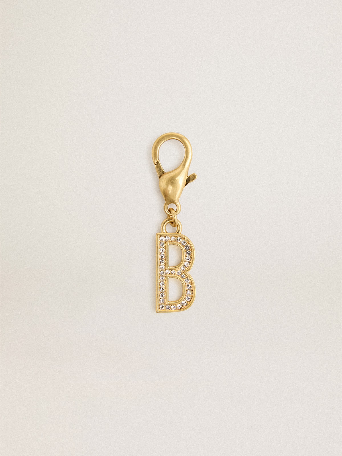 Letter B charm in gold-colored brass with crystals | Golden Goose