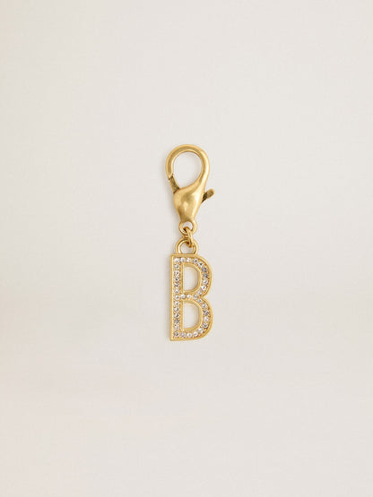 Letter B charm in gold-colored brass with crystals | Golden Goose