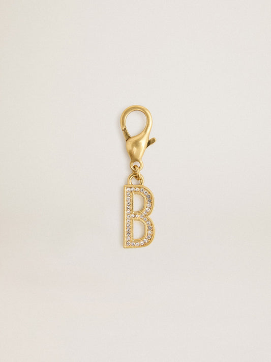 Letter B charm in gold-colored brass with crystals | Golden Goose