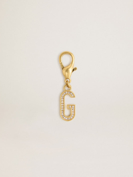 Letter G charm in gold-colored brass with crystals | Golden Goose