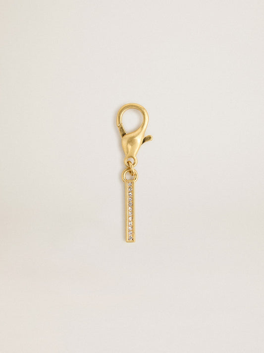 Letter I charm in gold-colored brass with crystals | Golden Goose