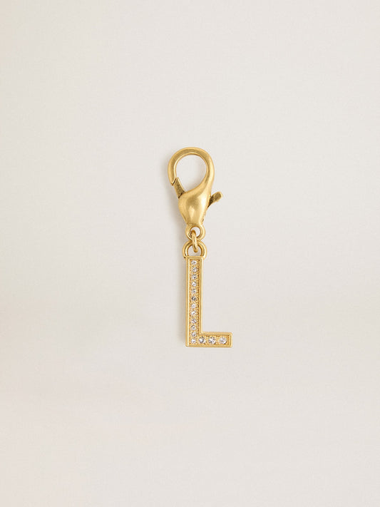 Letter L charm in gold-colored brass with crystals | Golden Goose