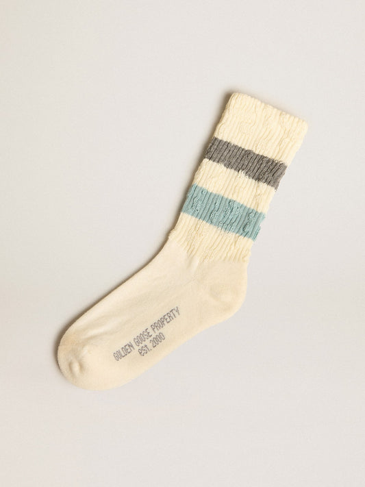 Socks in aged white with two-tone stripes | Golden Goose