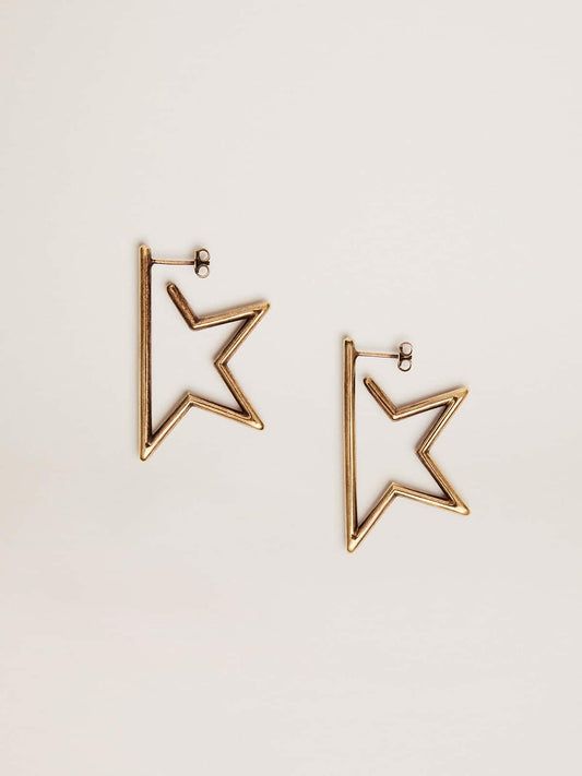 Women's Star antique gold color pendant earrings | Golden Goose