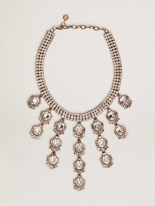 Women's necklace in antique gold color with drop crystals | Golden Goose