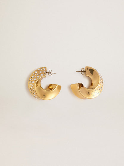 Gold hoop earrings with crystals | Golden Goose