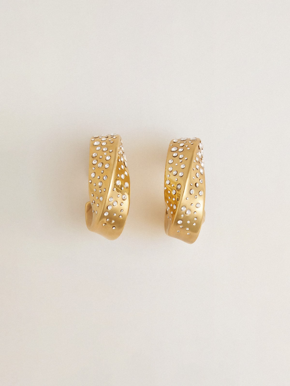 Gold hoop earrings with crystals | Golden Goose