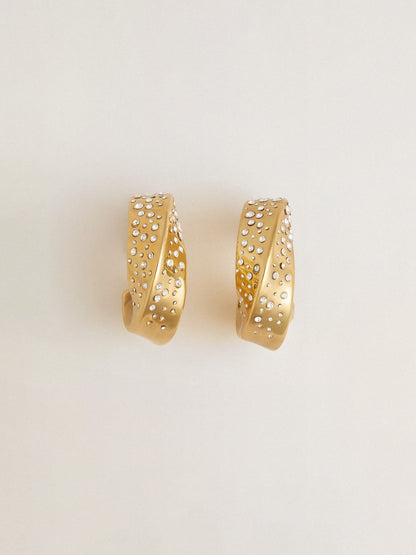 Gold hoop earrings with crystals | Golden Goose