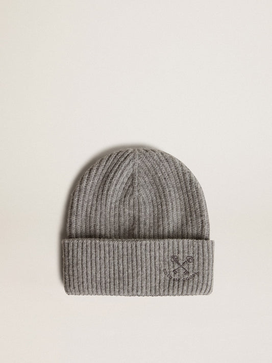 Gray ribbed wool beanie | Golden Goose