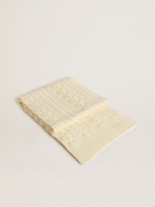 White wool scarf with embroidery | Golden Goose