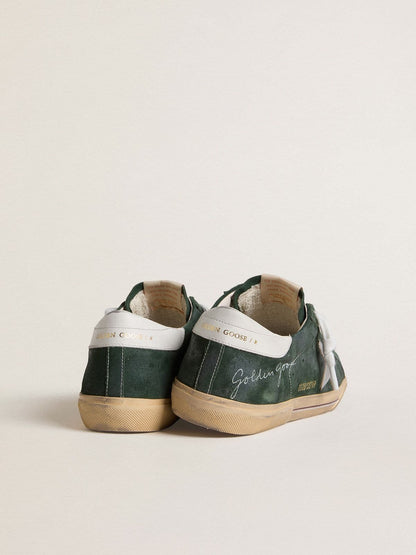 Men's Super-Star in green suede with silver metallic leather star and leather heel tab | Golden Goose